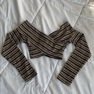 Striped wrap crop top